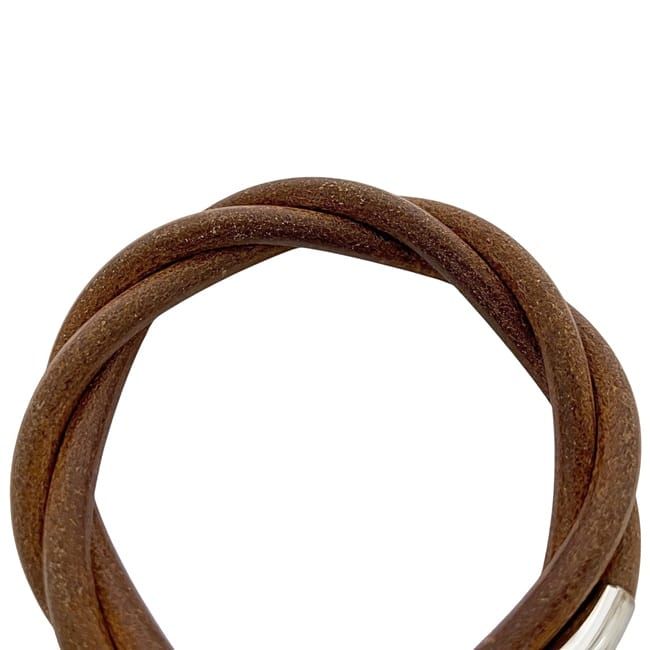 Hermes Tornado Bracelet Brown Bangle Leather — view 6