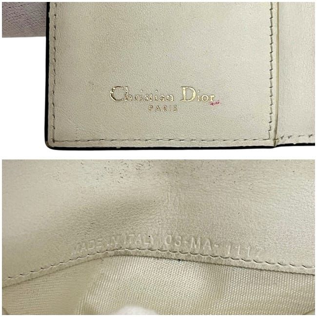 Dior Bifold Wallet Beige Star Pattern Leather — view 6