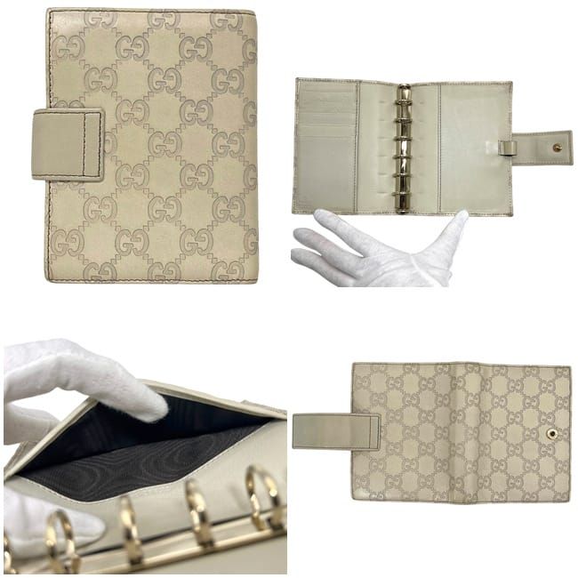 Gucci Notebook Cover Beige White Guccissima Line 6 Holes System Leather Agenda — view 2