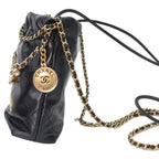 Chanel Black Shiny Calf 22 Mini Pearl Chain Shoulder — view 2