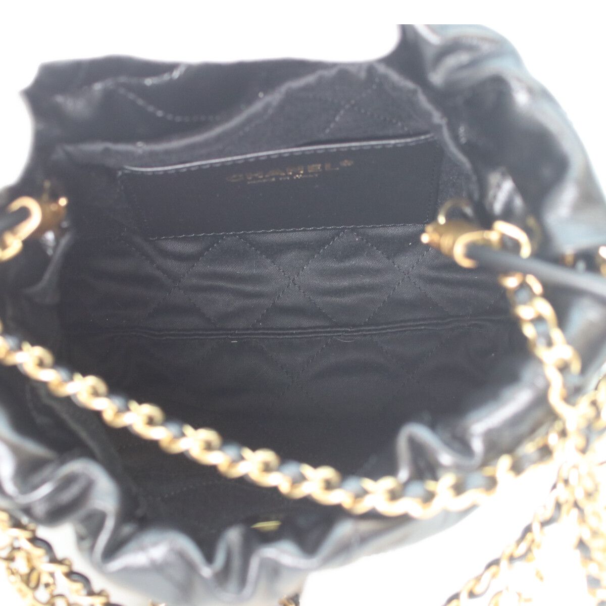 Chanel Black Shiny Calf 22 Mini Pearl Chain Shoulder — view 8