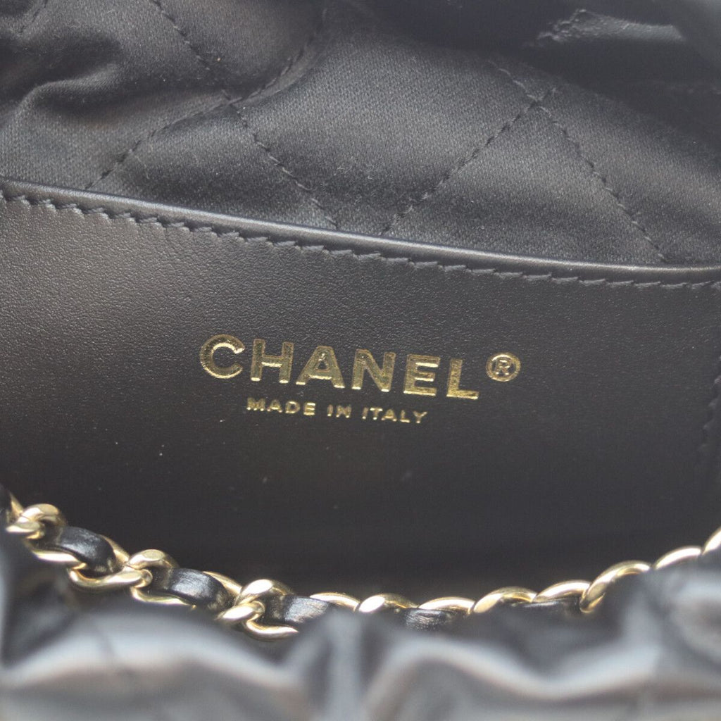 Chanel Black Shiny Calf 22 Mini Pearl Chain Shoulder — view 6