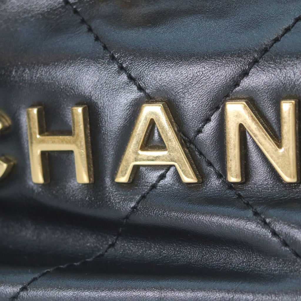 Chanel Black Shiny Calf 22 Mini Pearl Chain Shoulder — view 7