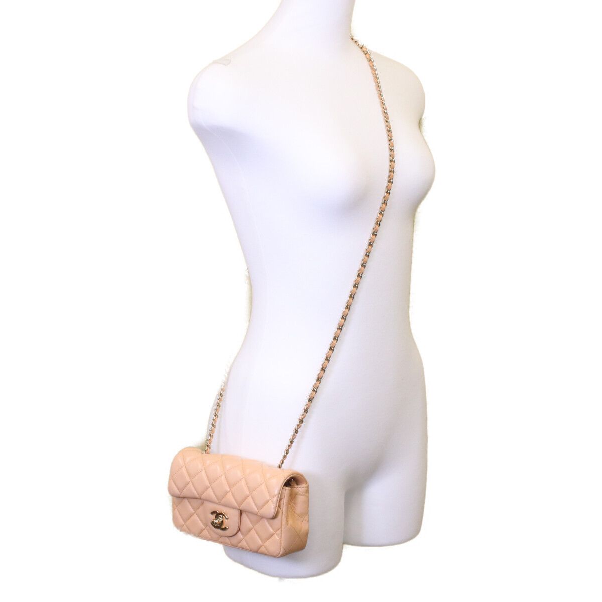 Chanel Apricot Beige Mini Quilted 17 Shoulder — view 9