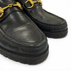Gucci 104 Horsebit Leather Ankle Boots Black Gold — view 7
