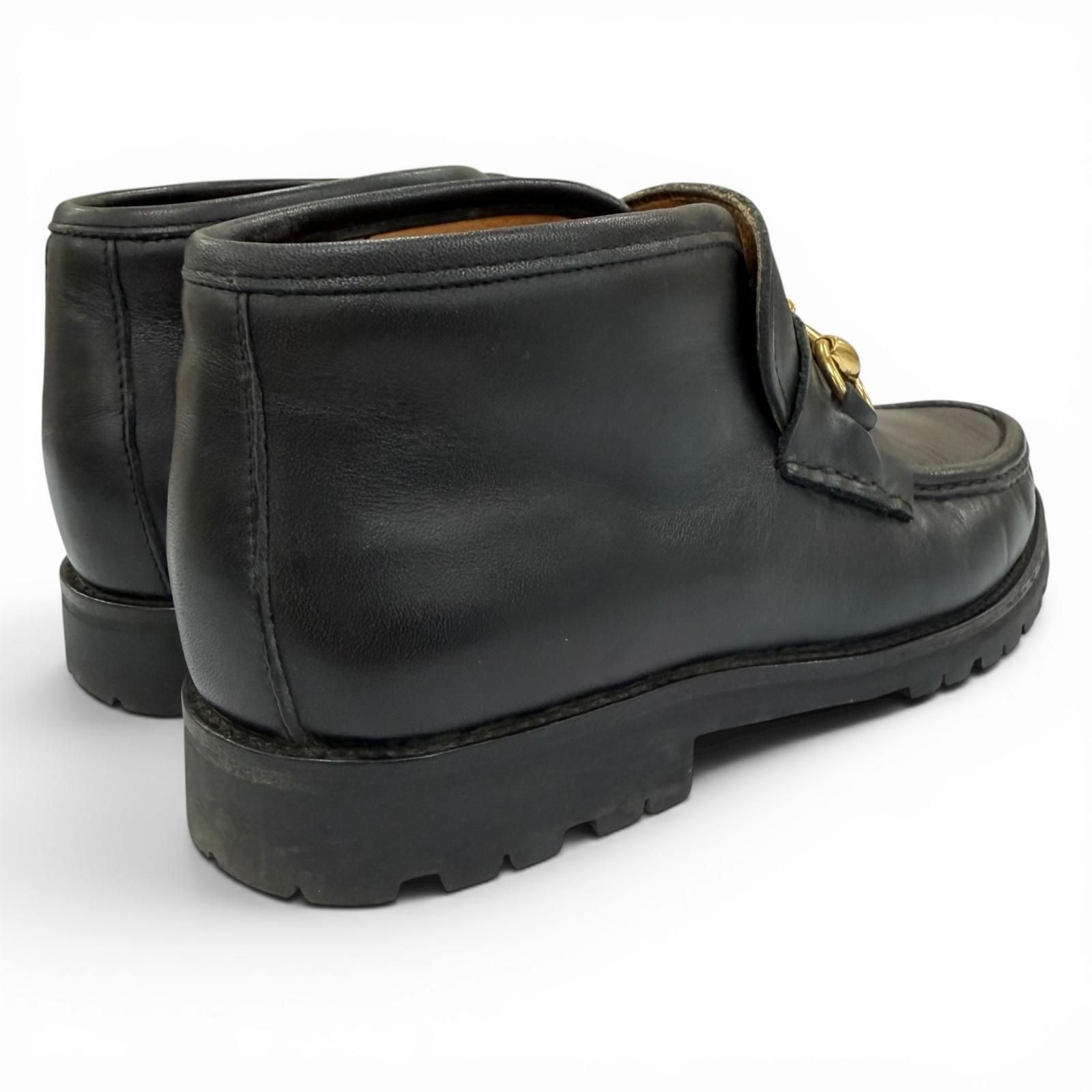 Gucci 104 Horsebit Leather Ankle Boots Black Gold — view 2