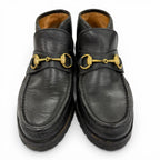 Gucci 104 Horsebit Leather Ankle Boots Black Gold — view 3