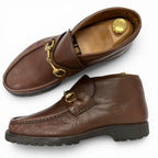 Gucci 114 Leather Horsebit Chukka Boots Ankle Brown 40 Recommended — view 3