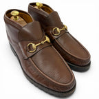 Gucci 114 Leather Horsebit Chukka Boots Ankle Brown 40 Recommended — view 2