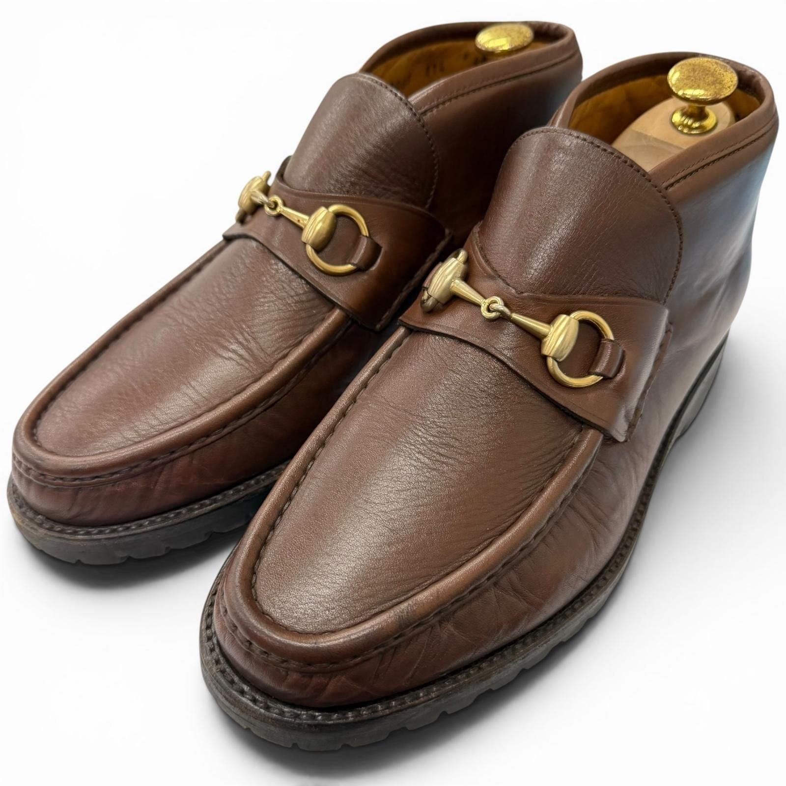 Gucci 114 Leather Horsebit Chukka Boots Ankle Brown 40 Recommended