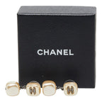 Chanel CC Logo Stud Earrings Gold Faux Pearl — view 6