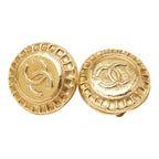 Chanel CC Logo Round Earrings Gold Plated
