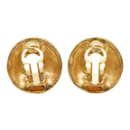 Chanel CC Logo Round Earrings Gold Plated — view 3