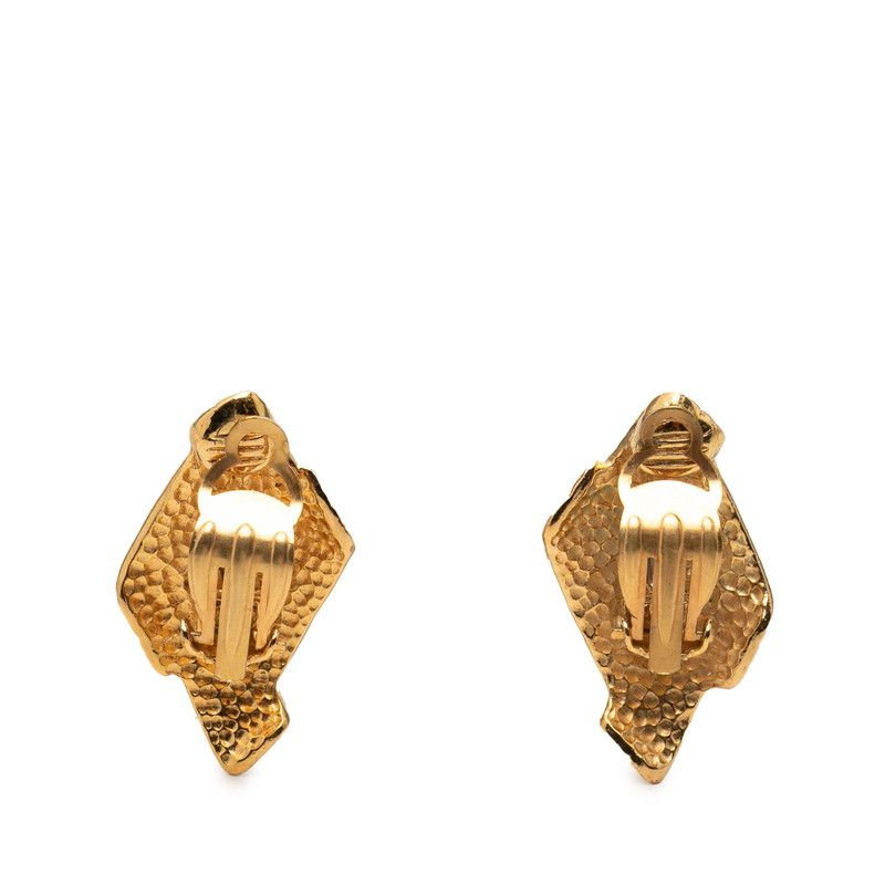 Chanel Logo Ribbon Motif Earrings Gold Plated — view 2
