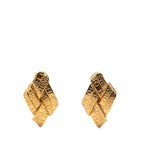 Chanel Logo Ribbon Motif Earrings Gold Plated