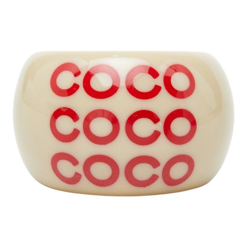 Chanel CC Logo Ring Gray Plastic