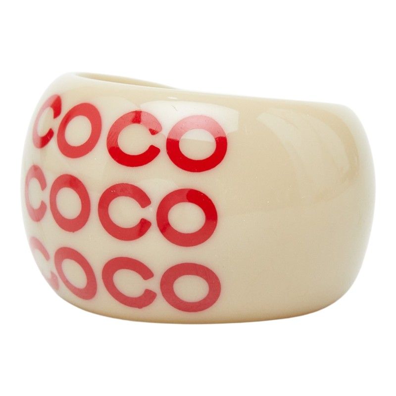 Chanel CC Logo Ring Gray Plastic — view 2