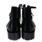 Chanel a Black Leather Velour Faux Pearl Button Boots 36c — view 3