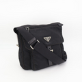 Prada Shoulder Bag Crossbody Nylon Leather Nero Black Silver