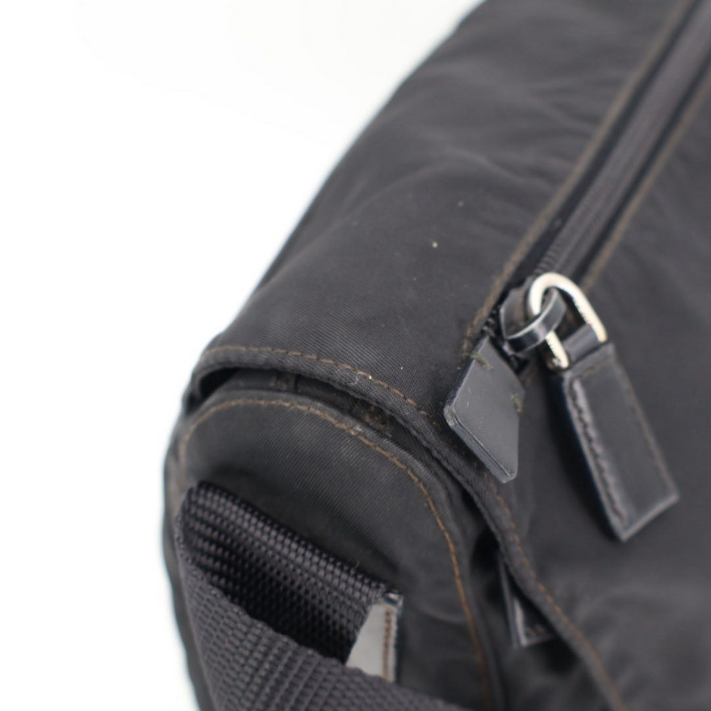 Prada Shoulder Bag Crossbody Nylon Leather Nero Black Silver — view 3