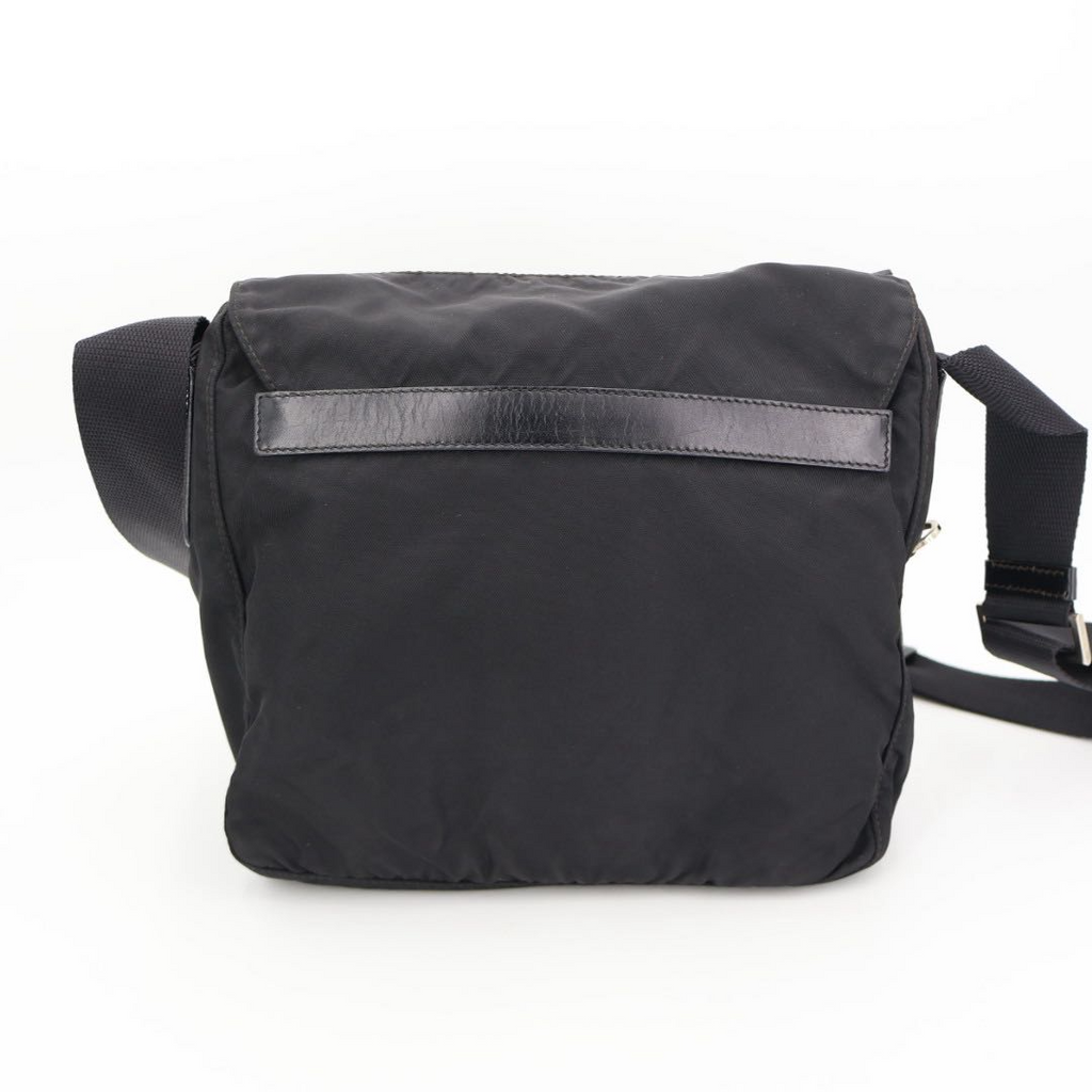 Prada Shoulder Bag Crossbody Nylon Leather Nero Black Silver — view 9