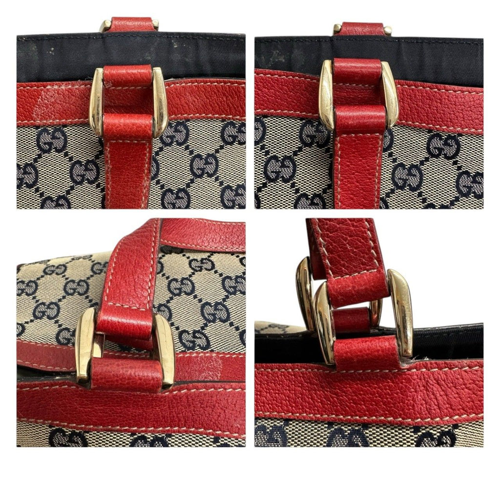 Gucci Abbey Beige Red Gold GG Canvas Leather Tote — view 7