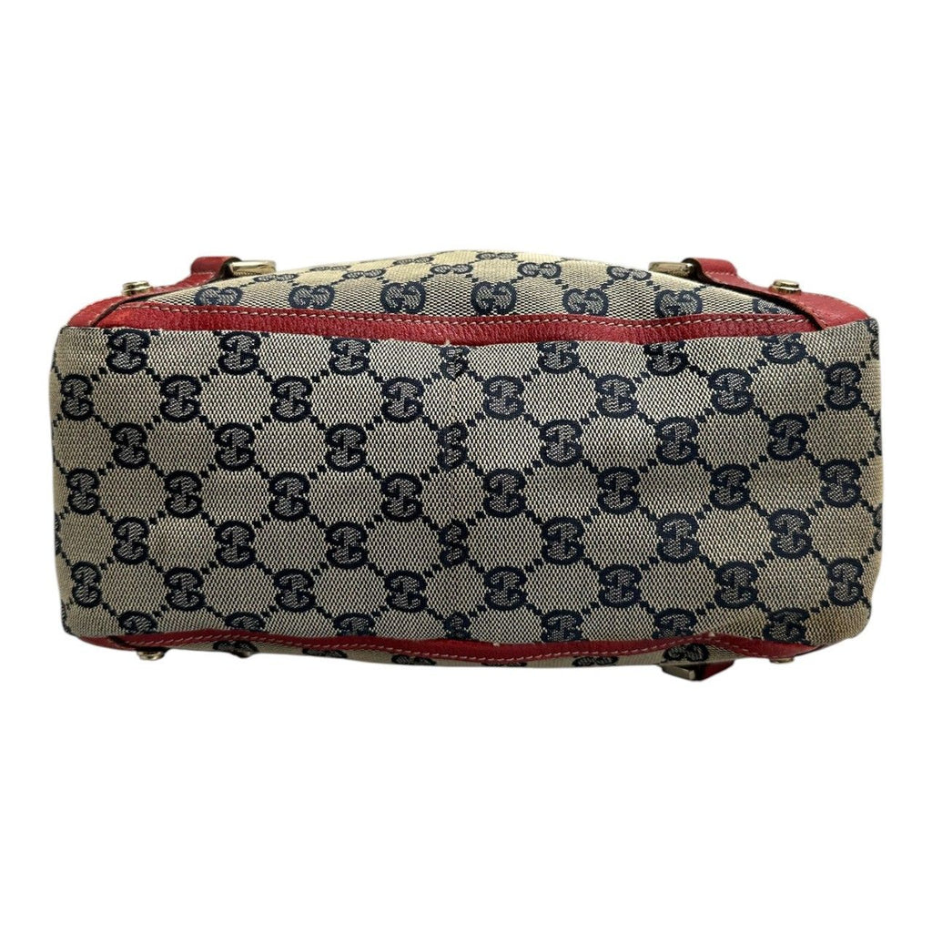 Gucci Abbey Beige Red Gold GG Canvas Leather Tote — view 4