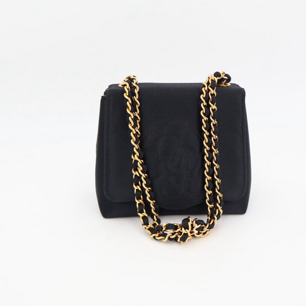Chanel Quilted Satin Camellia Shoulder — view 2