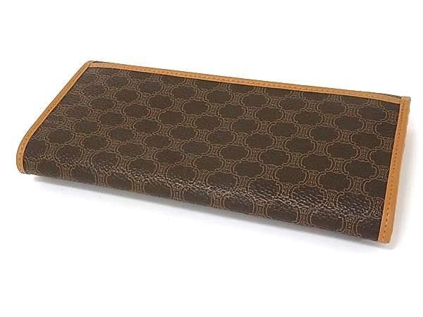 Celine Wallet Macadam Pattern Brown Leather Bifold Kiss Lock — view 2