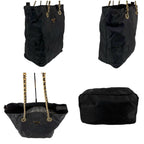 Prada Triangle Logo Quilted Processing Chain Shoulder Bag Black Nero Tessuto — view 6