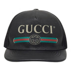 Gucci Interlocking Sherry Line Baseball Cap Mesh XL 60 Black Leather 1