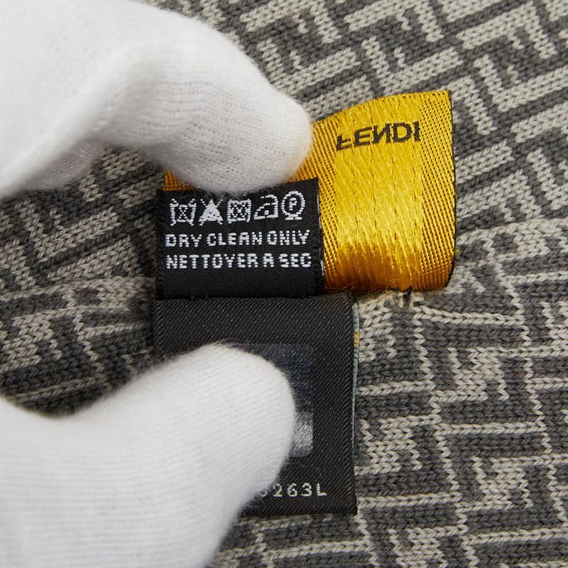 Fendi Micro FF Jacquard Shawl Gray Wool 1- Scarf — view 6