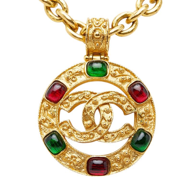 Chanel CC Logo Gripoix Necklace Gold Plated — view 2