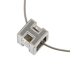 Hermes Cage de Ash Cube Necklace Silver Metal
