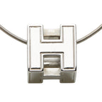Hermes Cage de Ash Cube Necklace Silver Metal — view 2