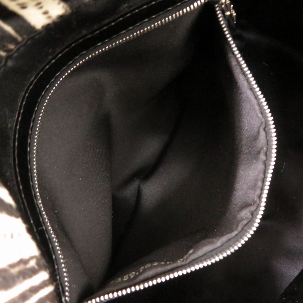Fendi Mamma Bucket Zebra Pattern Calf Hair White Black Shoulder — view 7