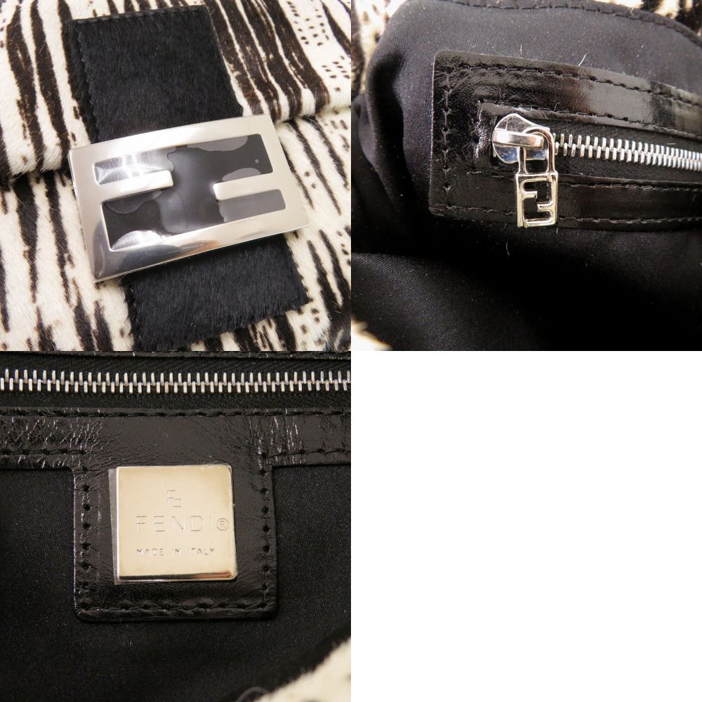 Fendi Mamma Bucket Zebra Pattern Calf Hair White Black Shoulder — view 9