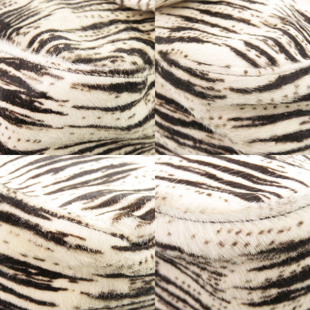 Fendi Mamma Bucket Zebra Pattern Calf Hair White Black Shoulder — view 5