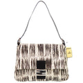 Fendi Mamma Bucket Zebra Pattern Calf Hair White Black Shoulder
