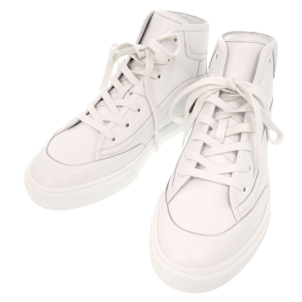 Hermes Get Up High Cut 40.5 Leather White Brown Sneakers