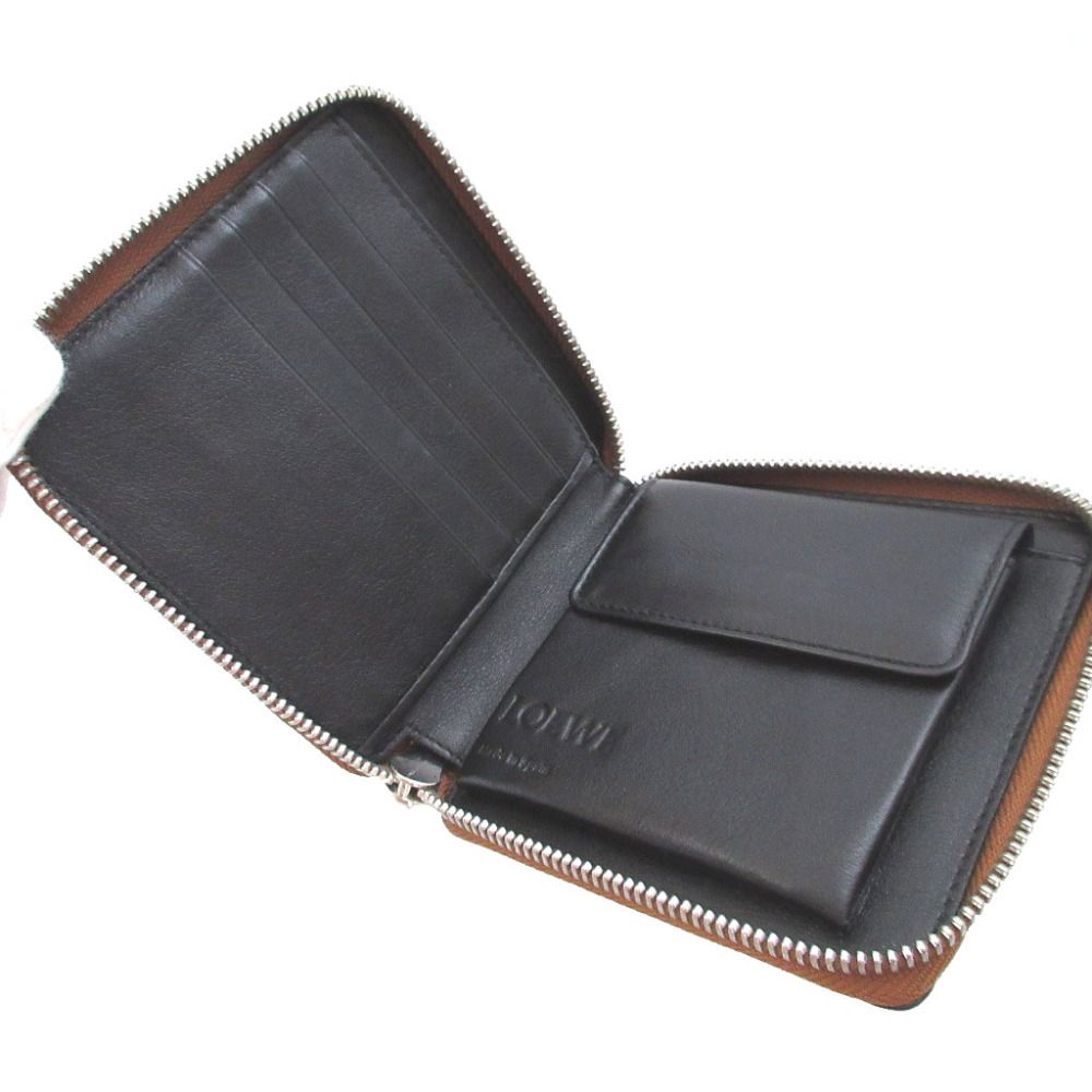 Loewe Puzzle Made Leather Brown Pink Ivory Zip Around Wallet — view 3