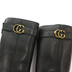 Gucci Long Boots Chunky Heels Belt GG Mark Calf Leather 36 Black — view 8