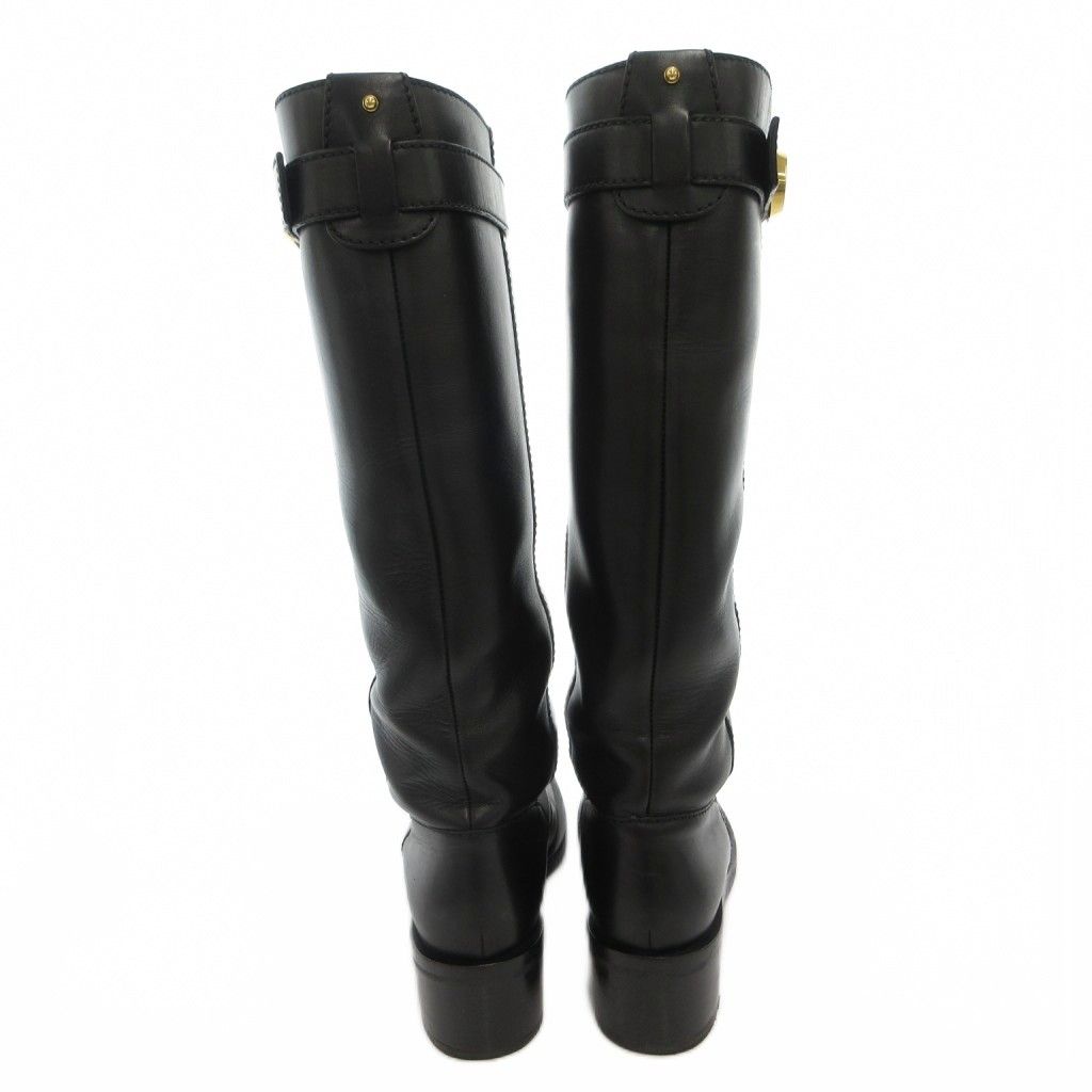 Gucci Long Boots Chunky Heels Belt GG Mark Calf Leather 36 Black — view 5