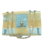Chanel Shoulder Bag CC Logo Vinyl Clear Beige Light Blue Crossbody Bag No 5