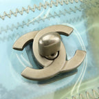 Chanel Shoulder Bag CC Logo Vinyl Clear Beige Light Blue Crossbody Bag No 5 — view 5