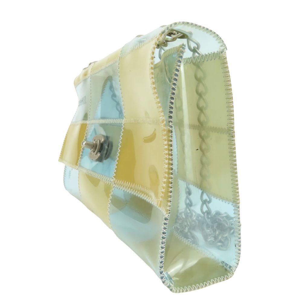 Chanel Shoulder Bag CC Logo Vinyl Clear Beige Light Blue Crossbody Bag No 5 — view 2
