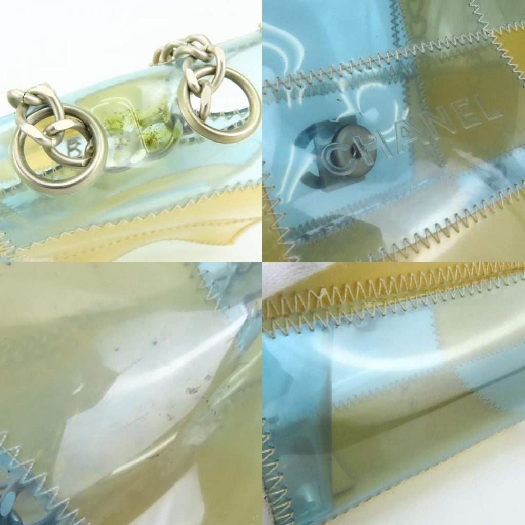 Chanel Shoulder Bag CC Logo Vinyl Clear Beige Light Blue Crossbody Bag No 5 — view 6