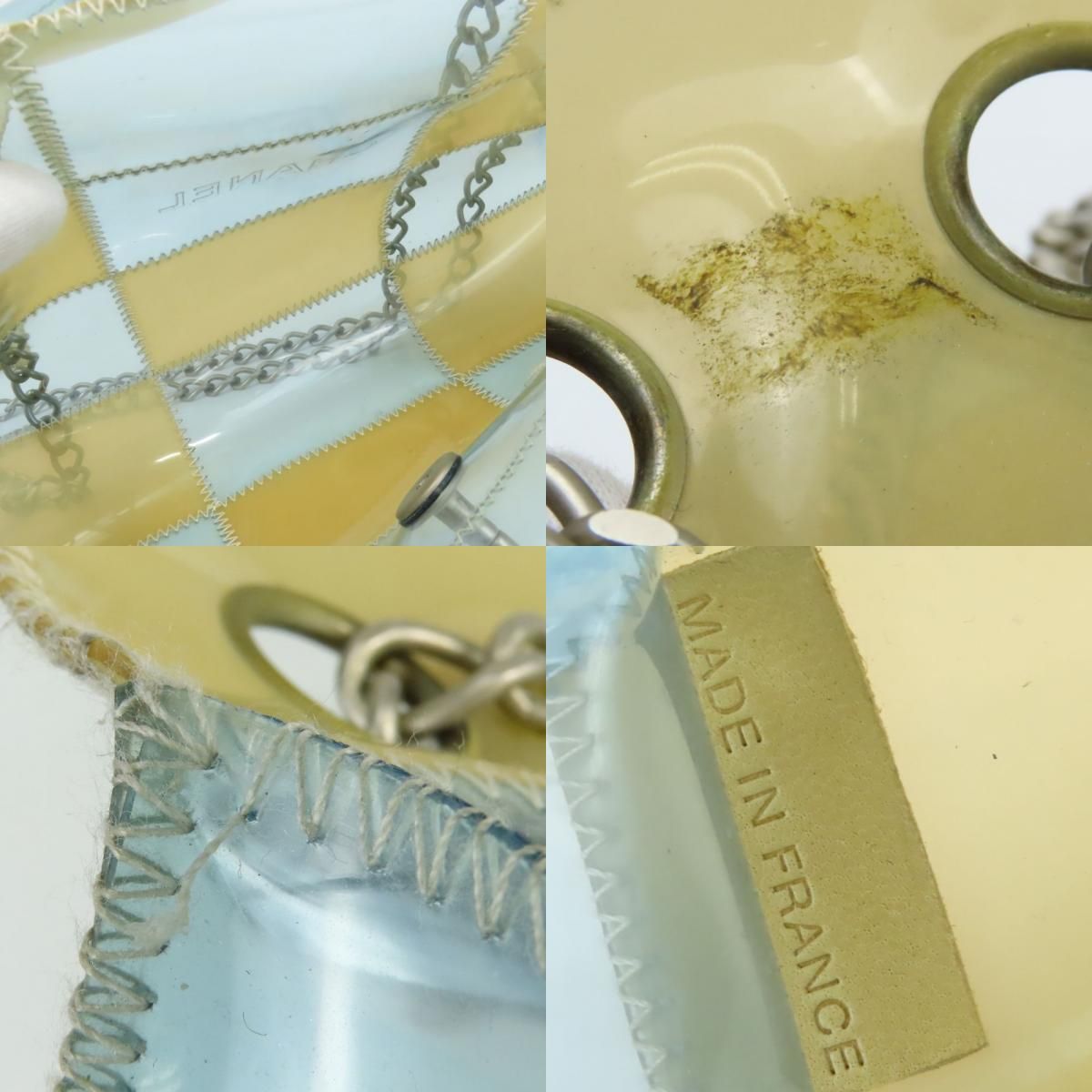 Chanel Shoulder Bag CC Logo Vinyl Clear Beige Light Blue Crossbody Bag No 5 — view 8
