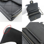Chanel Shoulder Bag Mini Flap Caviar Leather Black Gold Crossbody Chain CC Logo — view 5