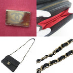 Chanel Shoulder Bag Mini Flap Caviar Leather Black Gold Crossbody Chain CC Logo — view 8